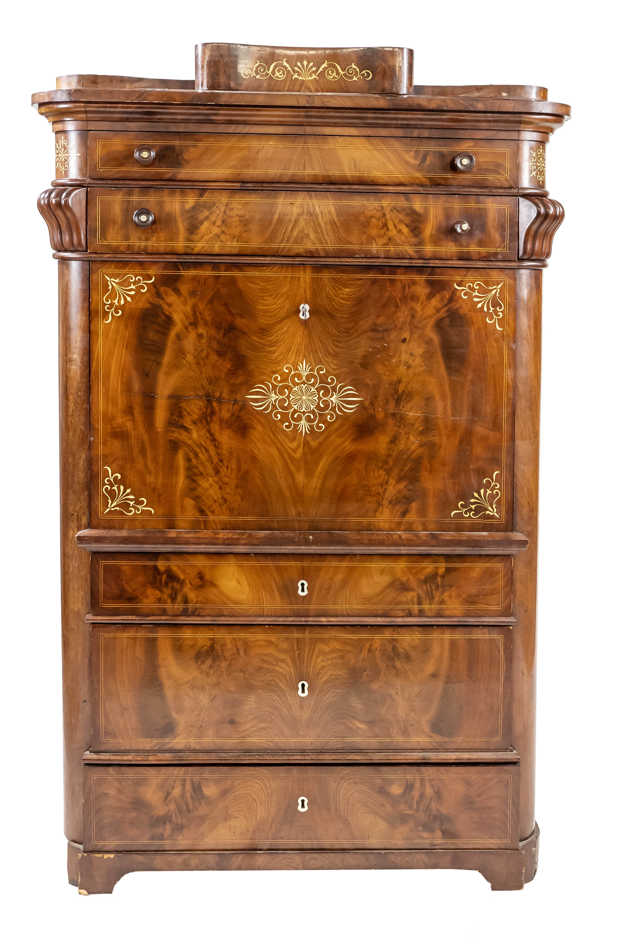 Biedermeier Standsekretär um 1840, Mahagoni 